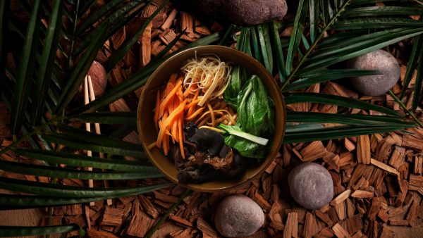 Donburi de tallarines salteados con verduras